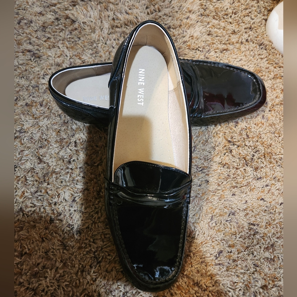 Nine West Women's size 12.  Black Patent Leather loafers
